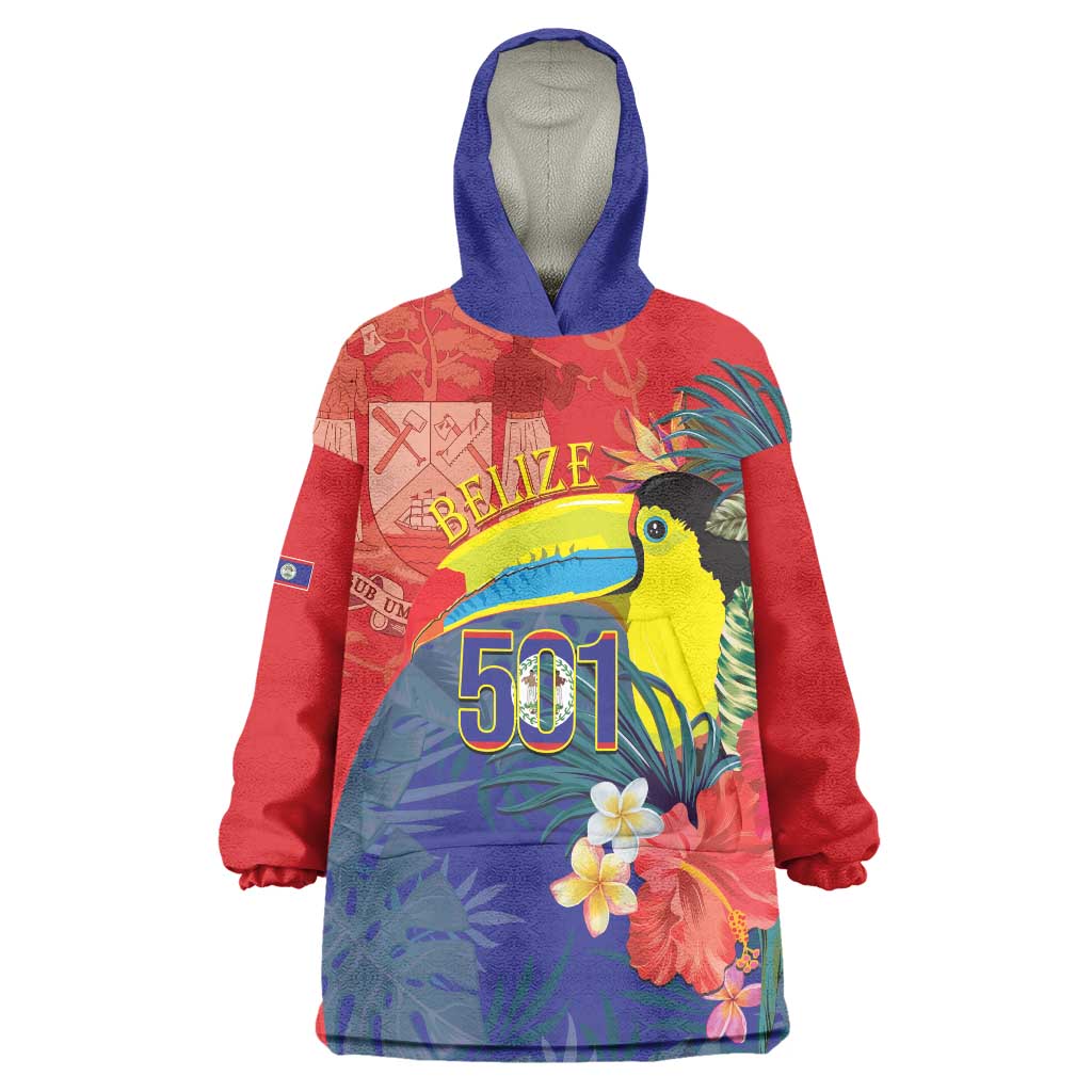 Belize Independence Day Wearable Blanket Hoodie 501 Proud Keel Billed Toucan Tropical - Wonder Print Shop