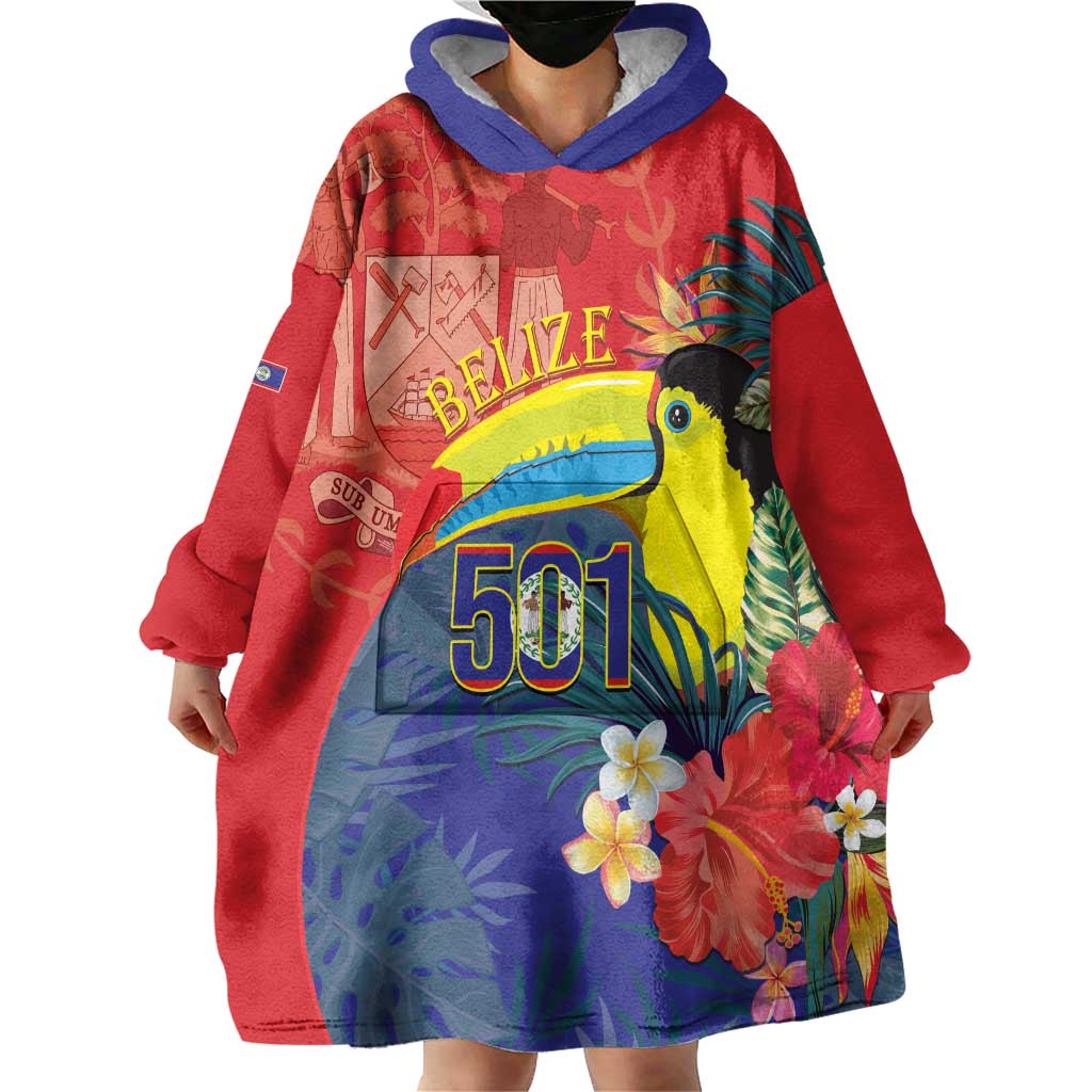 Belize Independence Day Wearable Blanket Hoodie 501 Proud Keel Billed Toucan Tropical - Wonder Print Shop