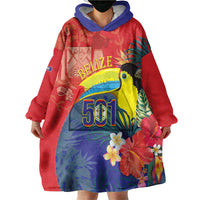 Belize Independence Day Wearable Blanket Hoodie 501 Proud Keel Billed Toucan Tropical - Wonder Print Shop