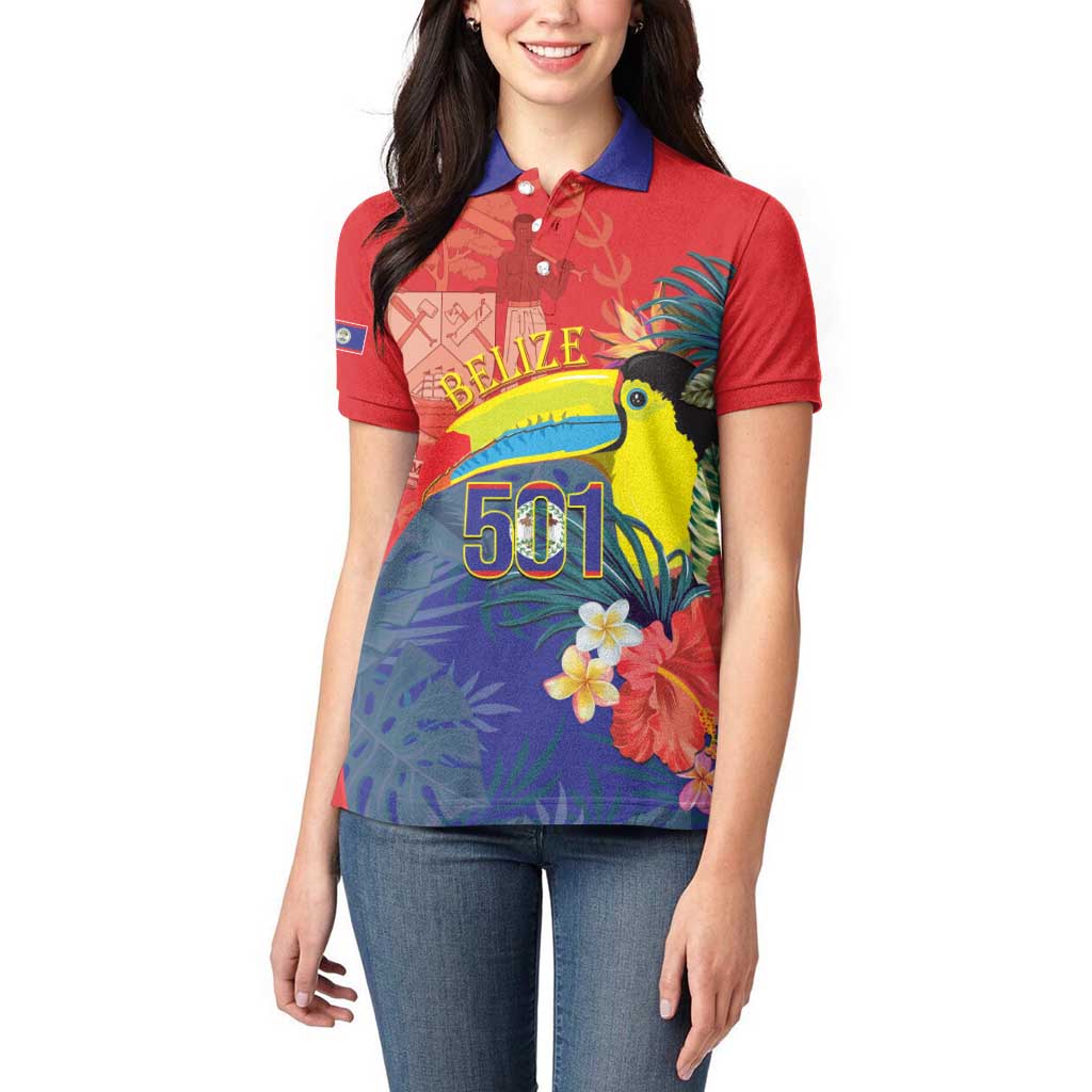 Belize Independence Day Women Polo Shirt 501 Proud Keel Billed Toucan Tropical - Wonder Print Shop