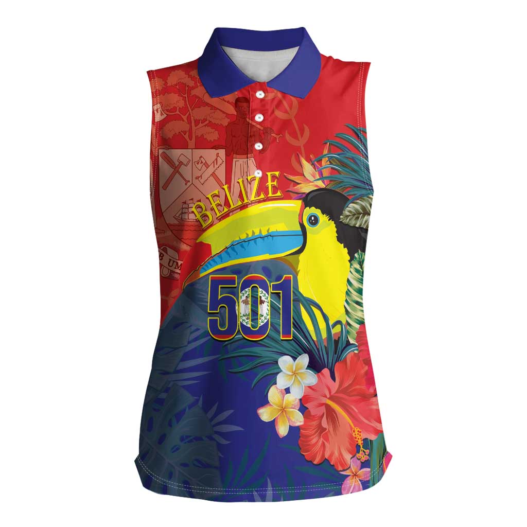 Belize Independence Day Women Sleeveless Polo Shirt 501 Proud Keel Billed Toucan Tropical - Wonder Print Shop