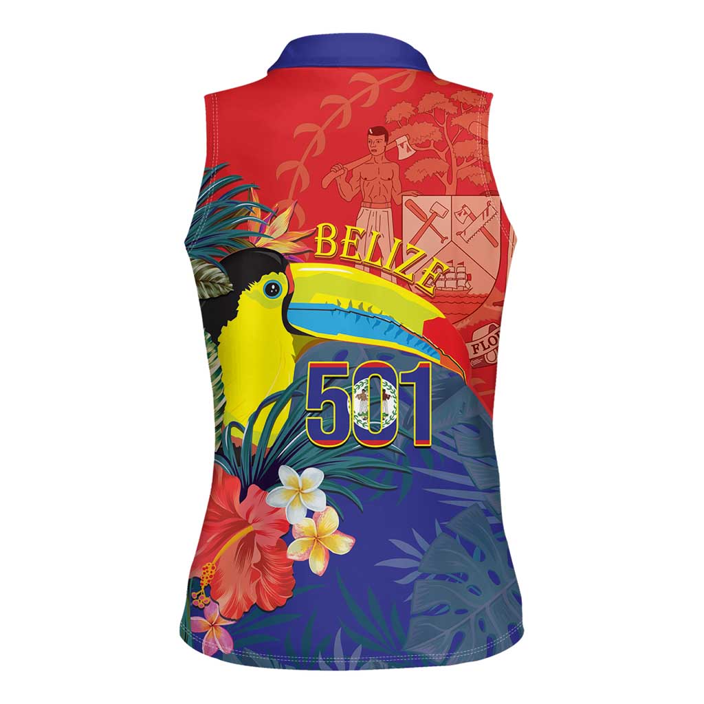 Belize Independence Day Women Sleeveless Polo Shirt 501 Proud Keel Billed Toucan Tropical - Wonder Print Shop