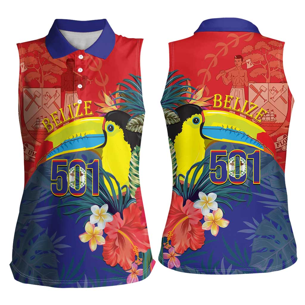 Belize Independence Day Women Sleeveless Polo Shirt 501 Proud Keel Billed Toucan Tropical - Wonder Print Shop