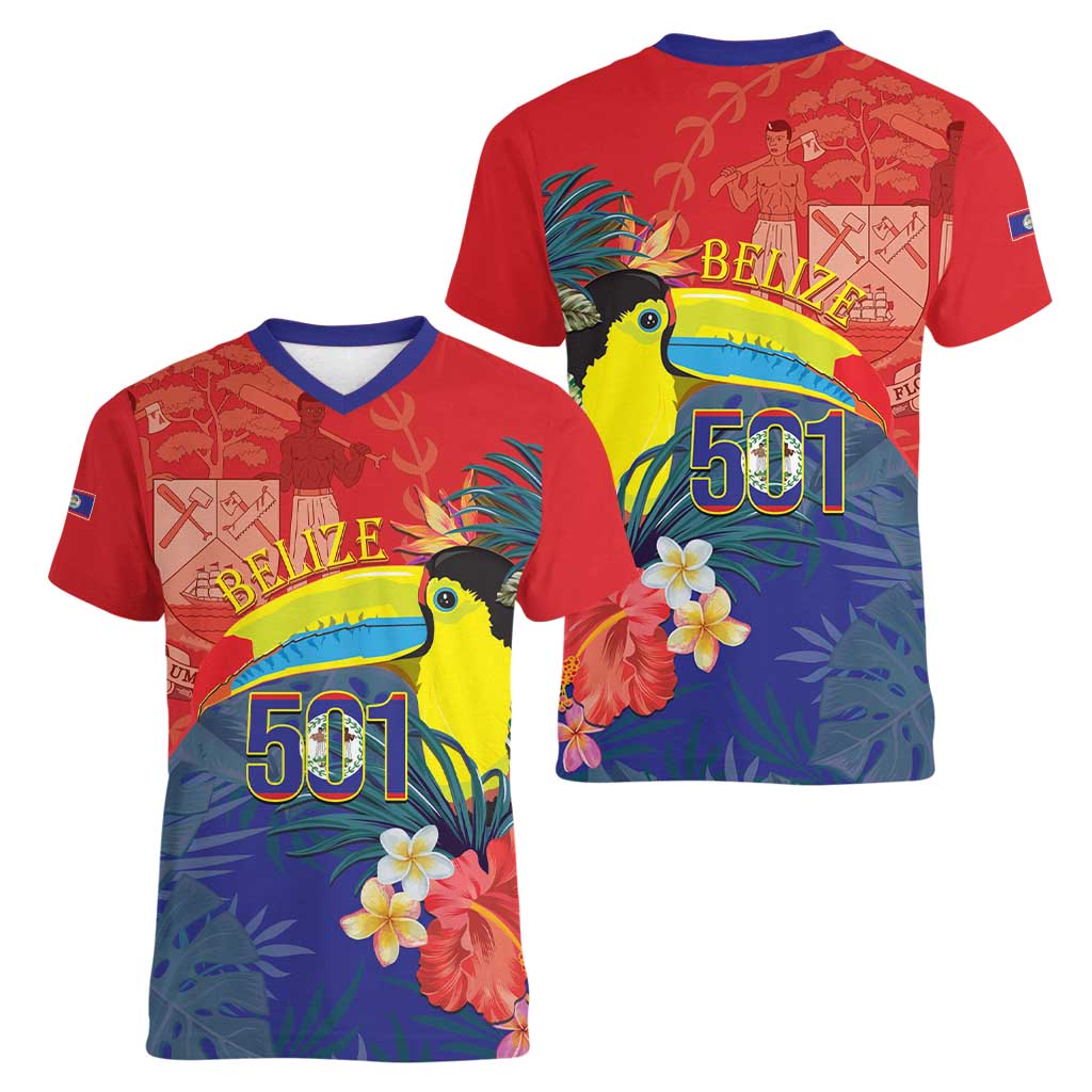 Belize Independence Day Women V-Neck T-Shirt 501 Proud Keel Billed Toucan Tropical - Wonder Print Shop