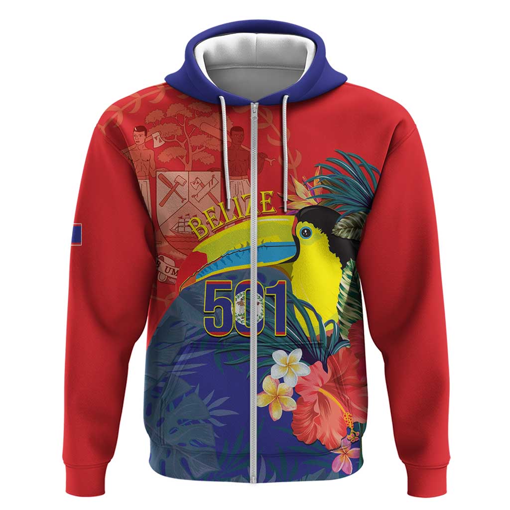 Belize Independence Day Zip Hoodie 501 Proud Keel Billed Toucan Tropical - Wonder Print Shop