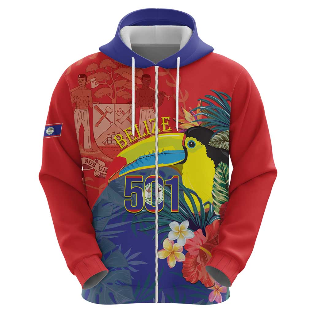 Belize Independence Day Zip Hoodie 501 Proud Keel Billed Toucan Tropical - Wonder Print Shop