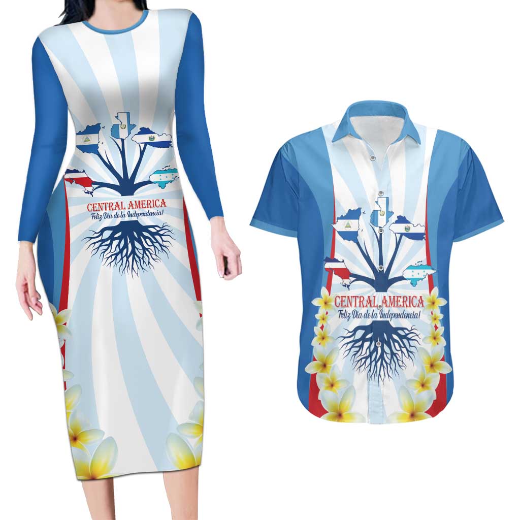 Central America Independence day Couples Matching Long Sleeve Bodycon Dress and Hawaiian Shirt September 15th Together We Grow - Wonder Print Shop