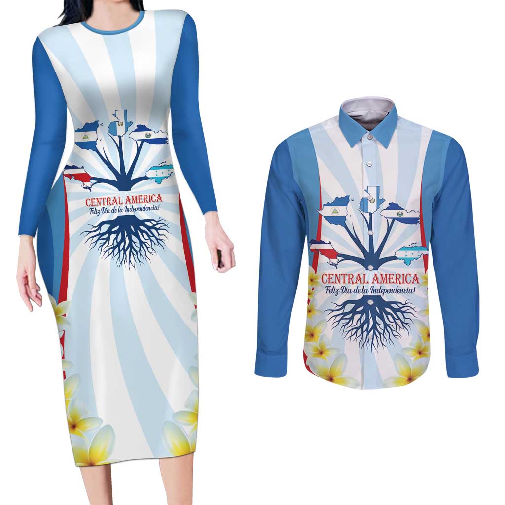 Central America Independence day Couples Matching Long Sleeve Bodycon Dress and Long Sleeve Button Shirt September 15th Together We Grow - Wonder Print Shop