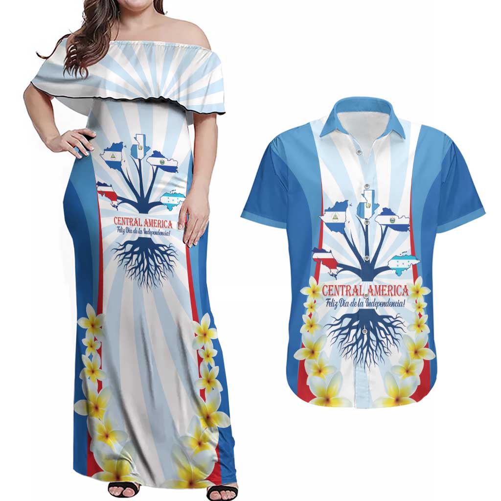 Central America Independence day Couples Matching Off Shoulder Maxi Dress and Hawaiian Shirt September 15th Together We Grow - Wonder Print Shop