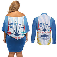 Central America Independence day Couples Matching Off Shoulder Short Dress and Long Sleeve Button Shirt September 15th Together We Grow - Wonder Print Shop