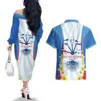 Central America Independence day Couples Matching Off The Shoulder Long Sleeve Dress and Hawaiian Shirt September 15th Together We Grow - Wonder Print Shop