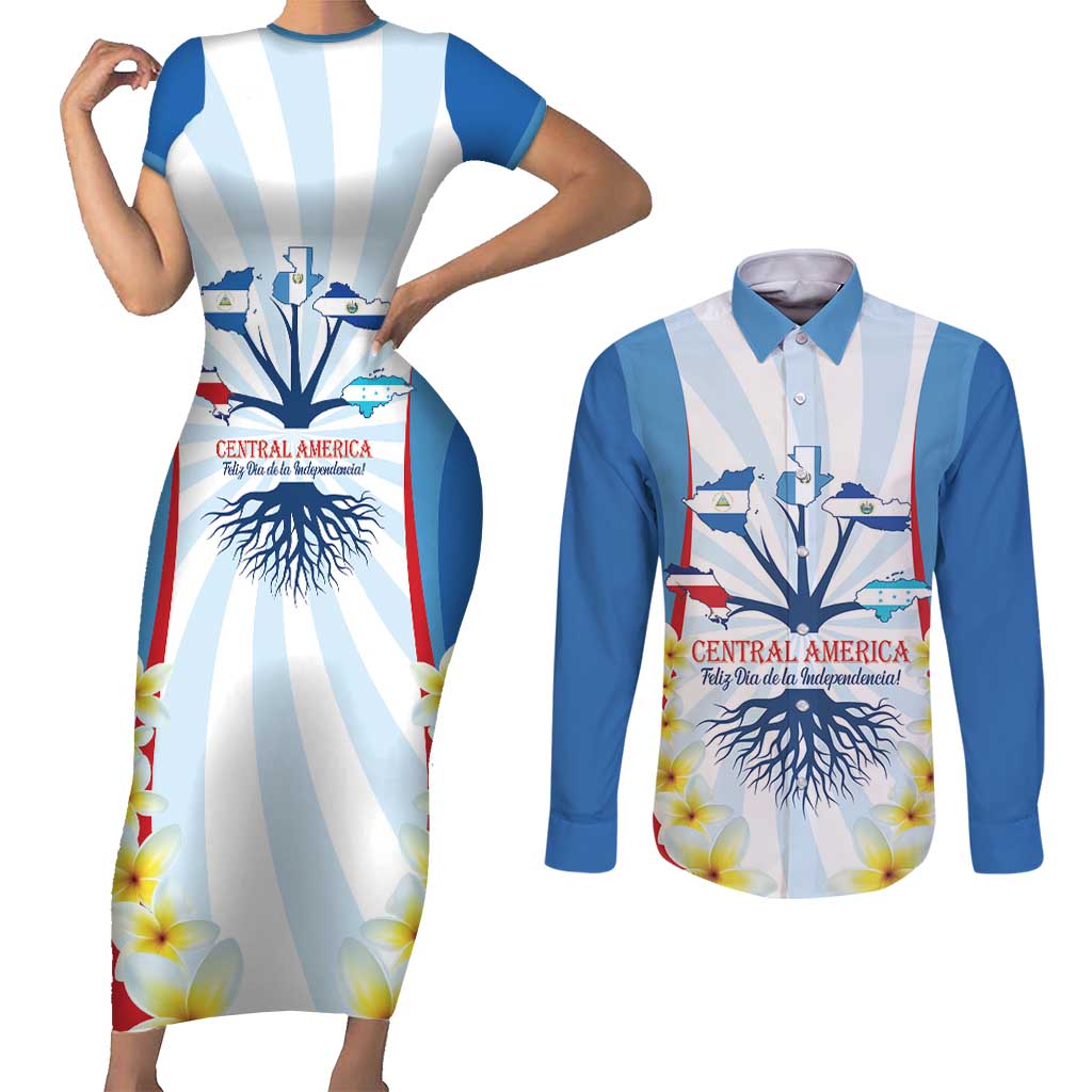 Central America Independence day Couples Matching Short Sleeve Bodycon Dress and Long Sleeve Button Shirt September 15th Together We Grow - Wonder Print Shop