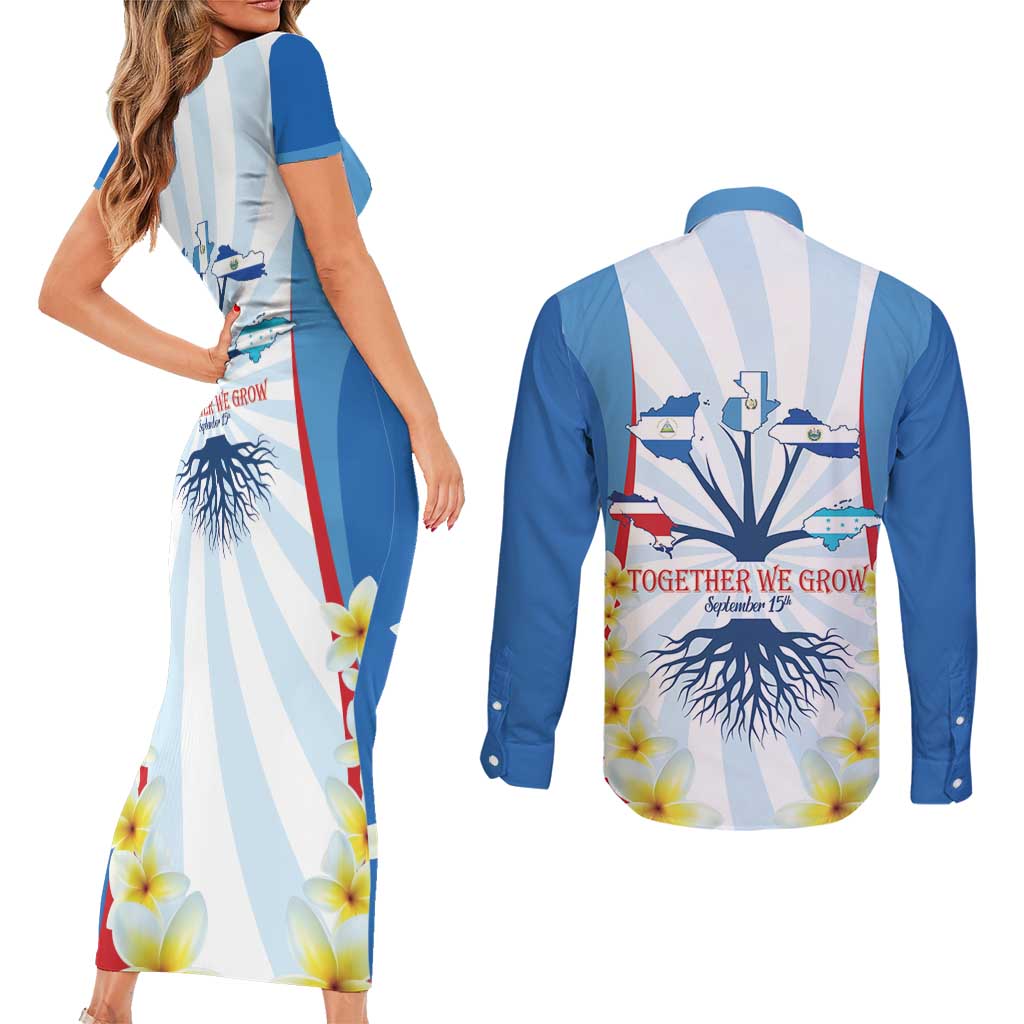 Central America Independence day Couples Matching Short Sleeve Bodycon Dress and Long Sleeve Button Shirt September 15th Together We Grow - Wonder Print Shop