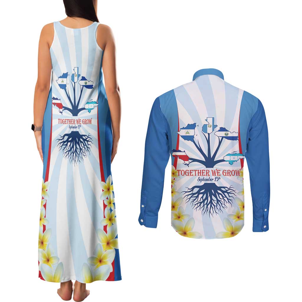 Central America Independence day Couples Matching Tank Maxi Dress and Long Sleeve Button Shirt September 15th Together We Grow - Wonder Print Shop