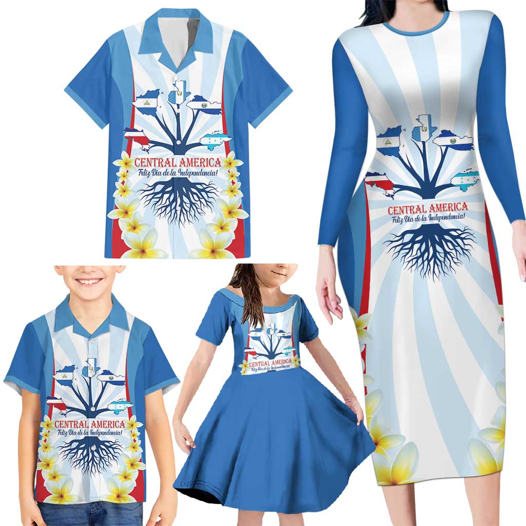 Central America Independence day Family Matching Long Sleeve Bodycon Dress and Hawaiian Shirt September 15th Together We Grow - Wonder Print Shop