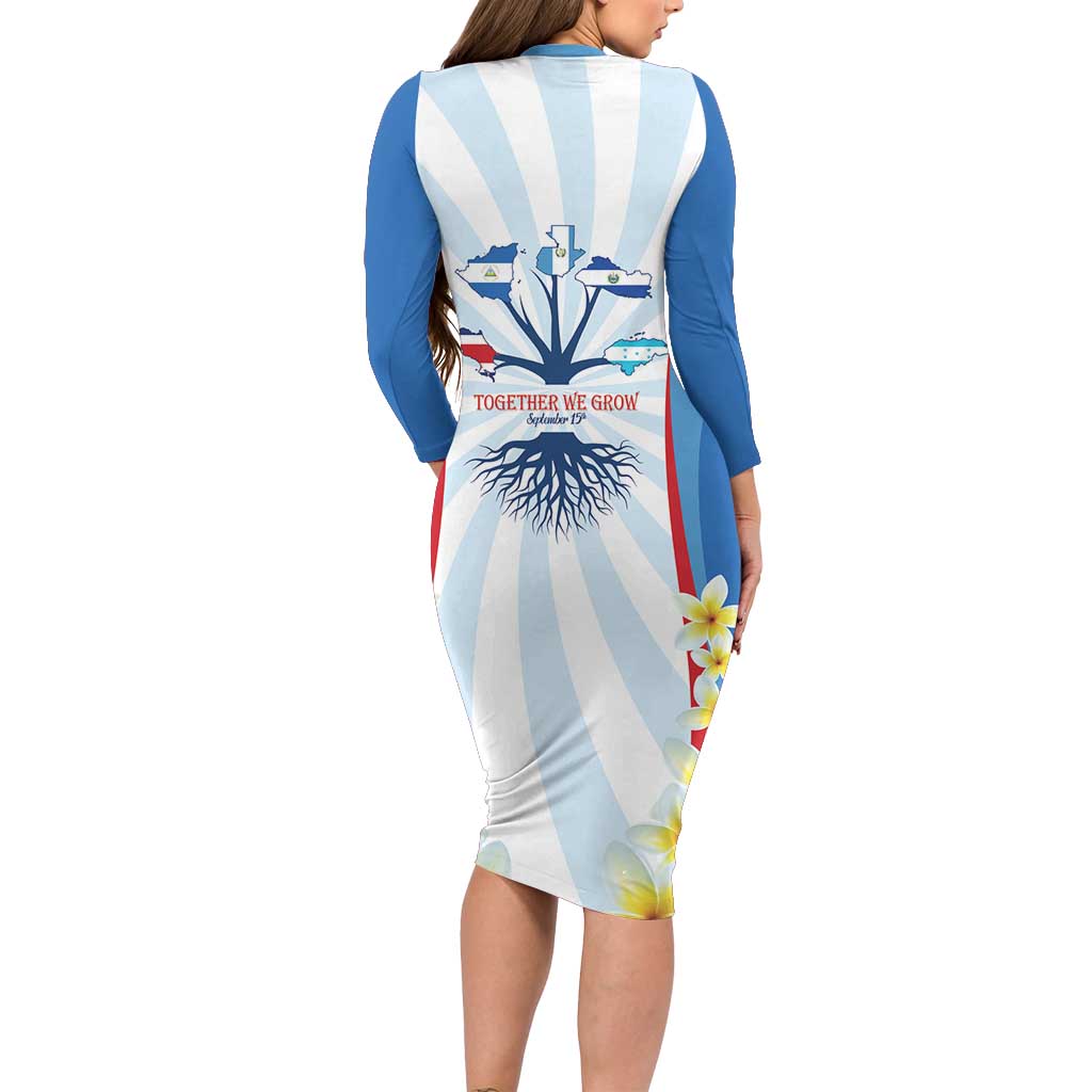 Central America Independence day Family Matching Long Sleeve Bodycon Dress and Hawaiian Shirt September 15th Together We Grow - Wonder Print Shop