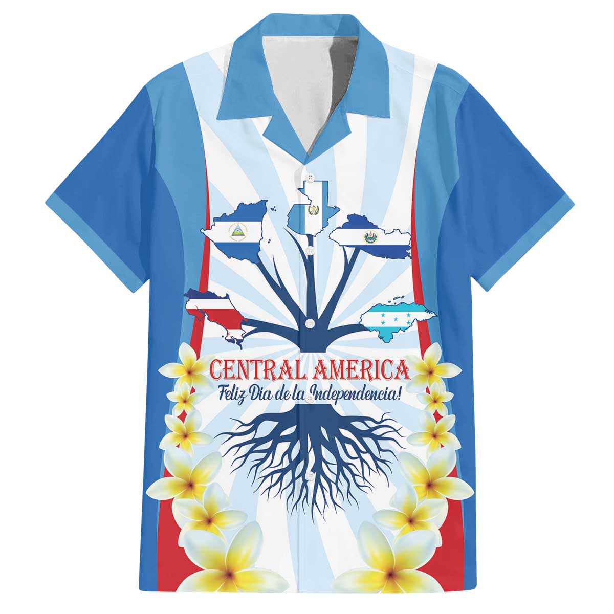 Central America Independence day Family Matching Off The Shoulder Long Sleeve Dress and Hawaiian Shirt September 15th Together We Grow - Wonder Print Shop
