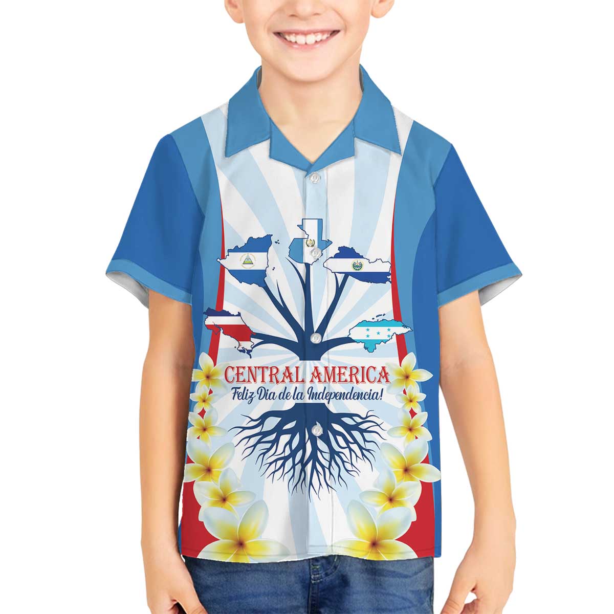 Central America Independence day Family Matching Off The Shoulder Long Sleeve Dress and Hawaiian Shirt September 15th Together We Grow - Wonder Print Shop