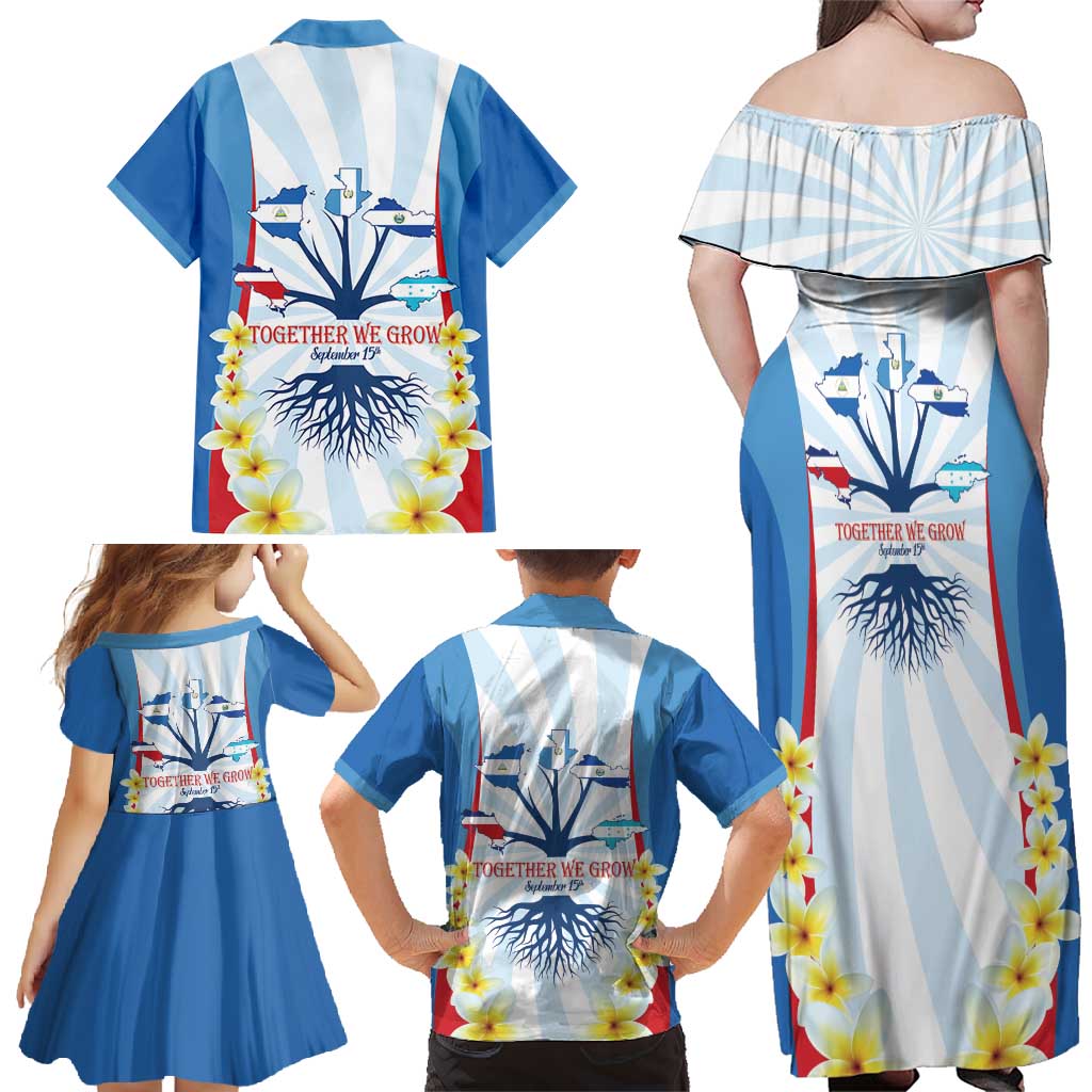 Central America Independence day Family Matching Off Shoulder Maxi Dress and Hawaiian Shirt September 15th Together We Grow - Wonder Print Shop