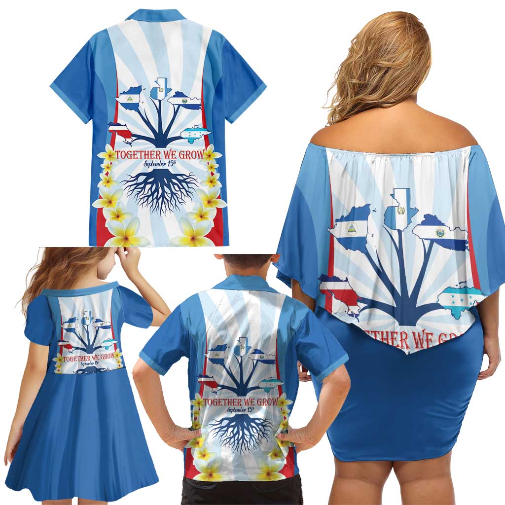 Central America Independence day Family Matching Off Shoulder Short Dress and Hawaiian Shirt September 15th Together We Grow - Wonder Print Shop