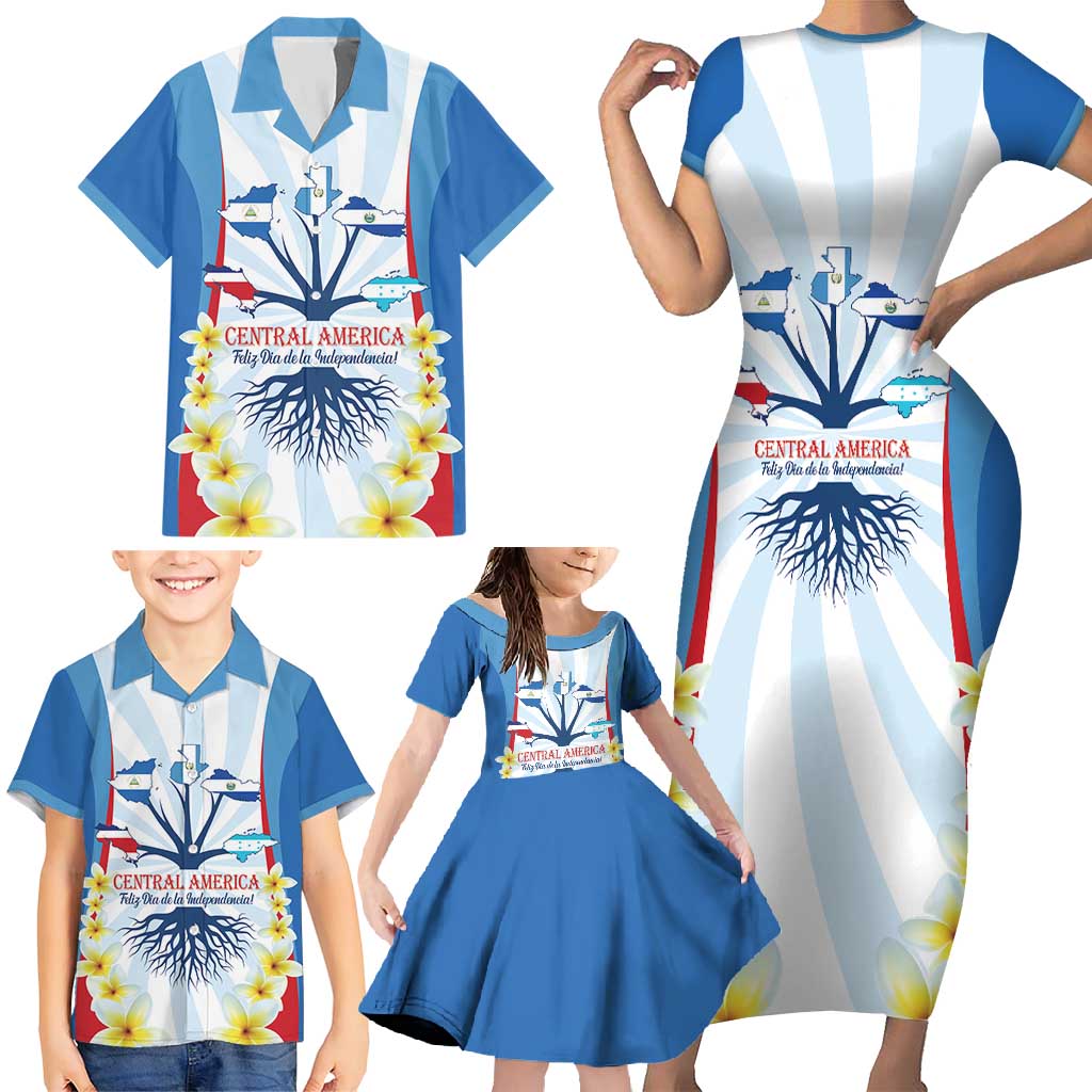 Central America Independence day Family Matching Short Sleeve Bodycon Dress and Hawaiian Shirt September 15th Together We Grow - Wonder Print Shop