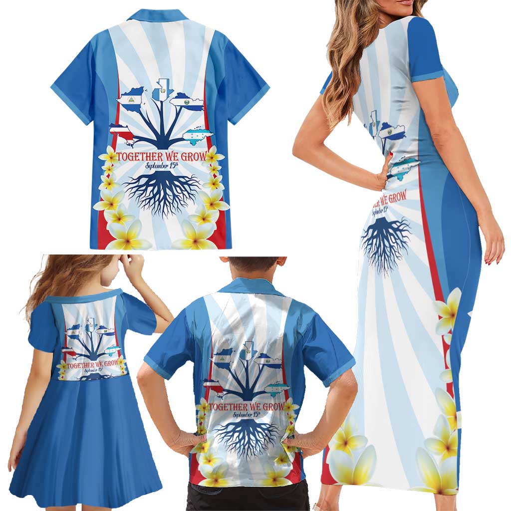 Central America Independence day Family Matching Short Sleeve Bodycon Dress and Hawaiian Shirt September 15th Together We Grow - Wonder Print Shop