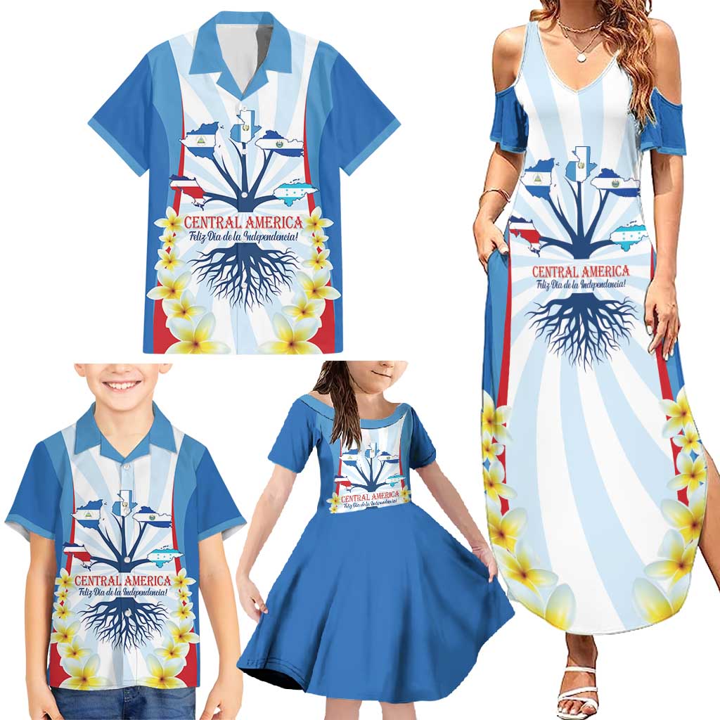 Central America Independence day Family Matching Summer Maxi Dress and Hawaiian Shirt September 15th Together We Grow - Wonder Print Shop