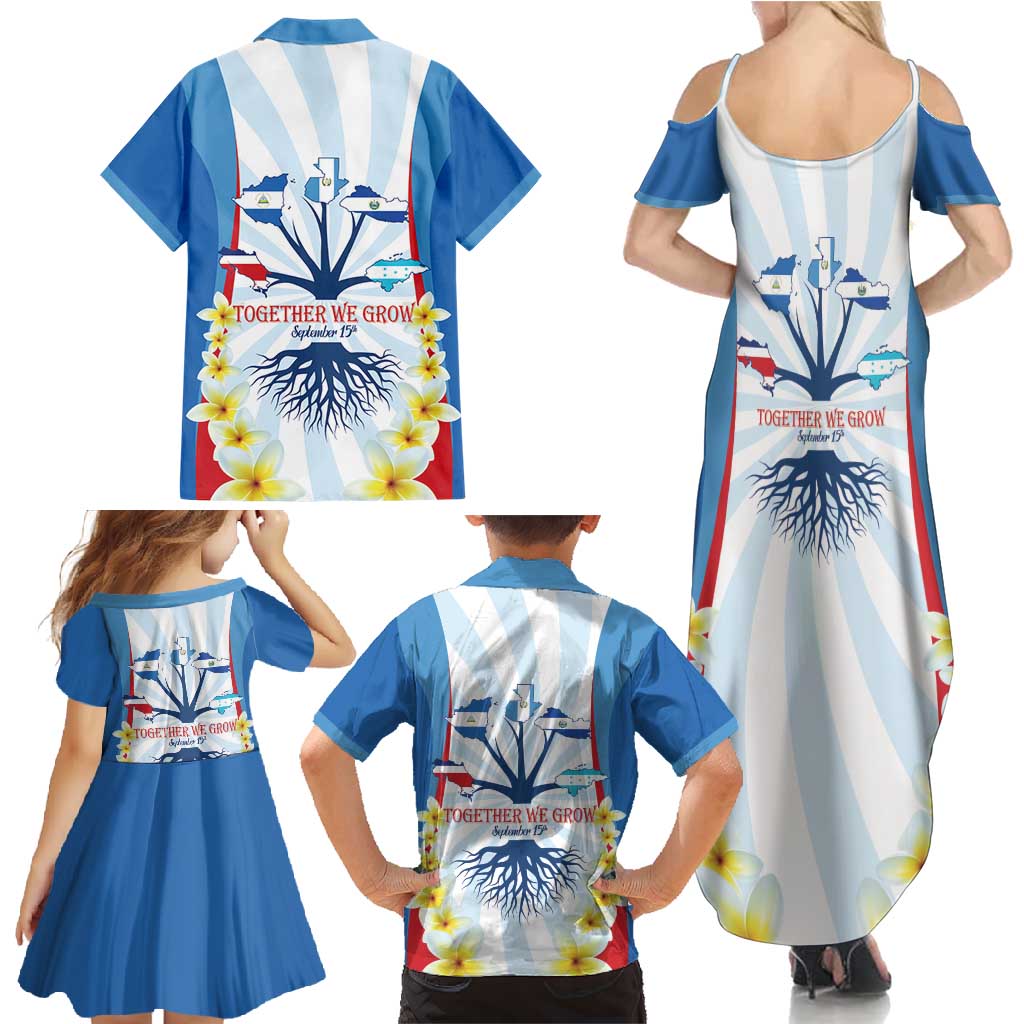 Central America Independence day Family Matching Summer Maxi Dress and Hawaiian Shirt September 15th Together We Grow - Wonder Print Shop
