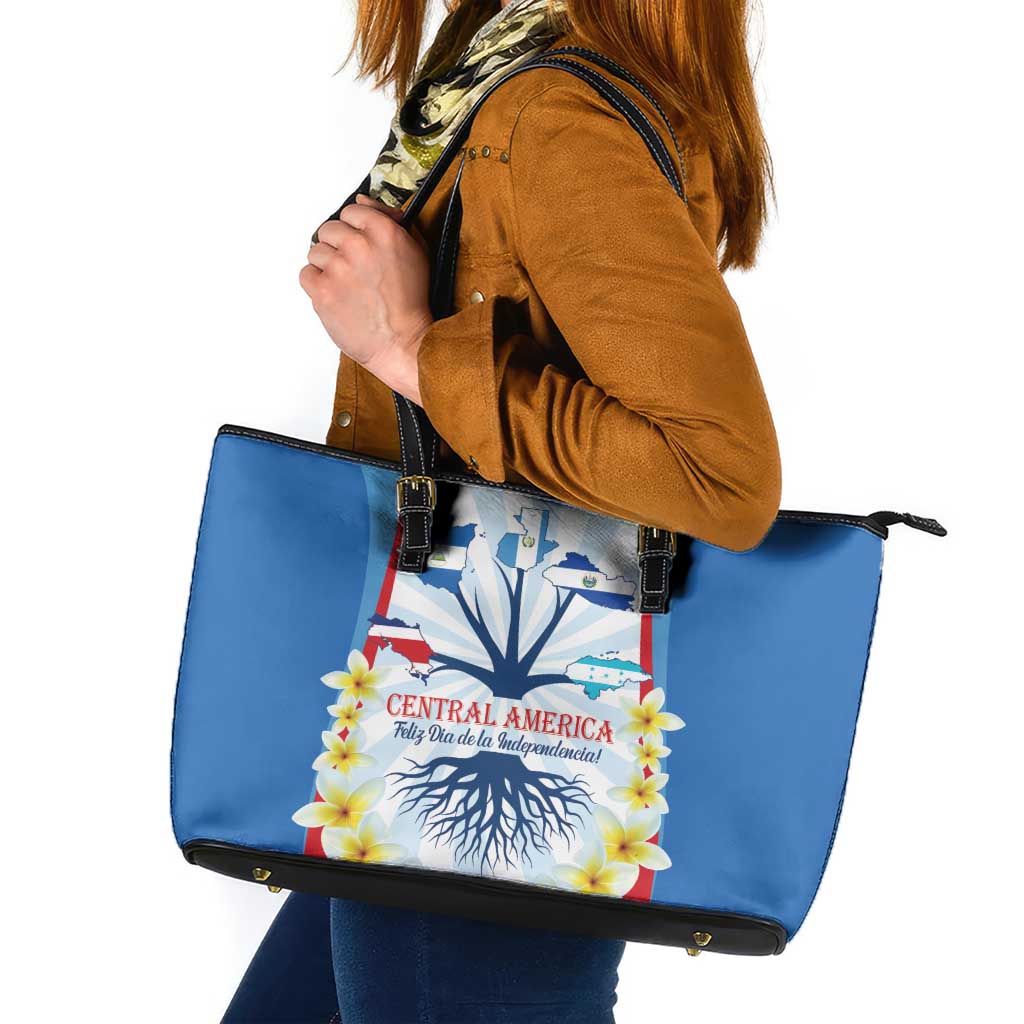 Central America Independence day Leather Tote Bag September 15th Together We Grow - Wonder Print Shop