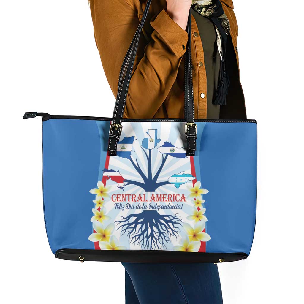 Central America Independence day Leather Tote Bag September 15th Together We Grow - Wonder Print Shop