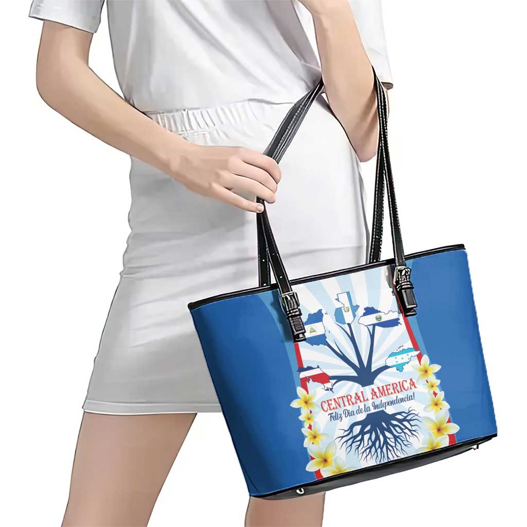Central America Independence day Leather Tote Bag September 15th Together We Grow - Wonder Print Shop