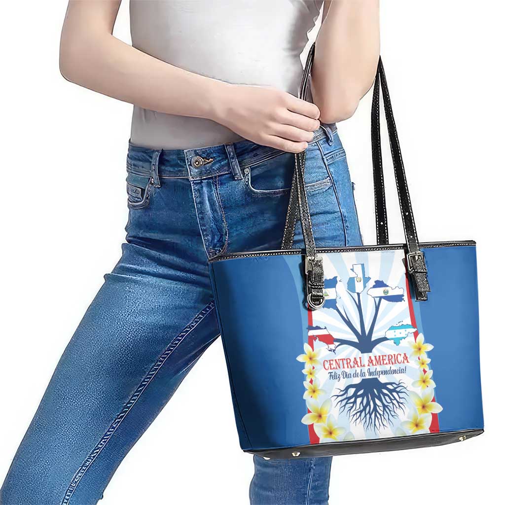 Central America Independence day Leather Tote Bag September 15th Together We Grow - Wonder Print Shop