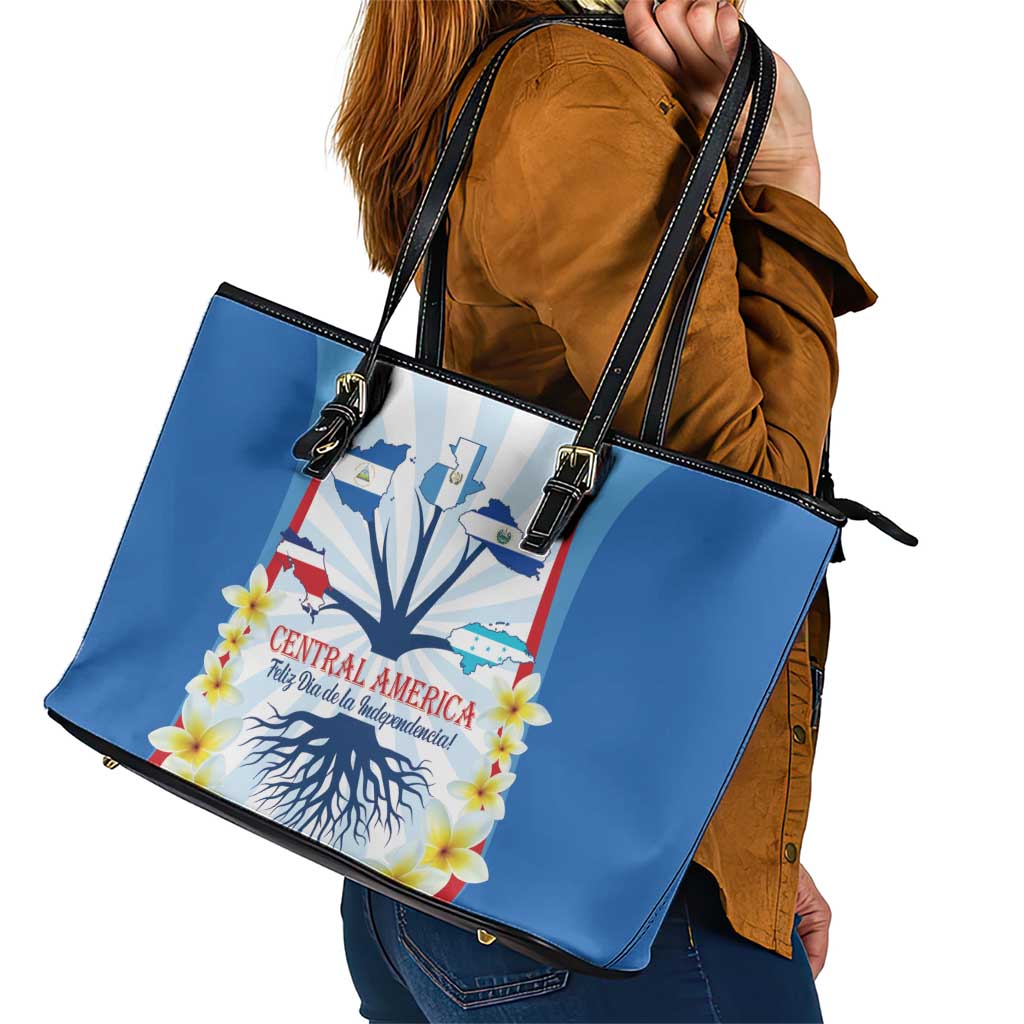 Central America Independence day Leather Tote Bag September 15th Together We Grow - Wonder Print Shop