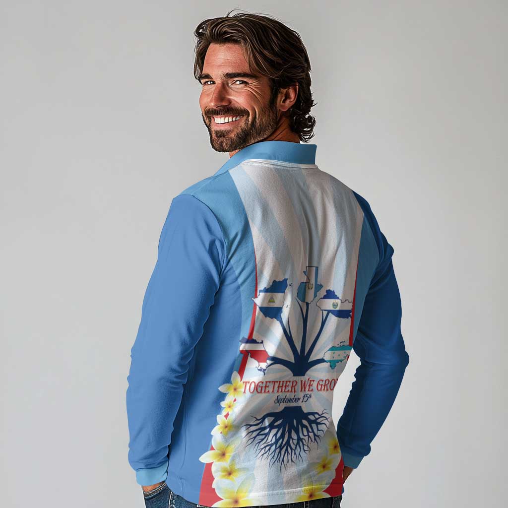 Central America Independence day Long Sleeve Polo Shirt September 15th Together We Grow - Wonder Print Shop
