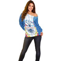 Central America Independence day Off Shoulder Sweater September 15th Together We Grow - Wonder Print Shop