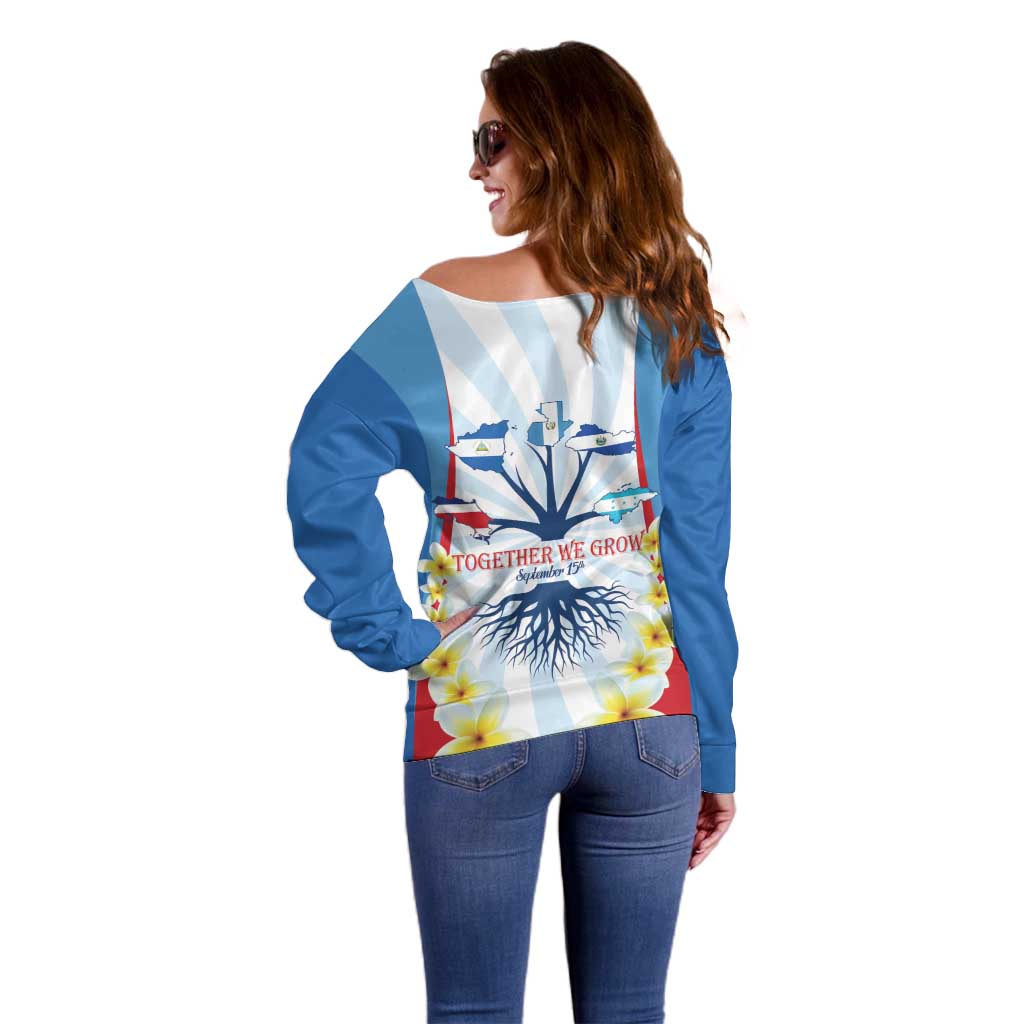 Central America Independence day Off Shoulder Sweater September 15th Together We Grow - Wonder Print Shop
