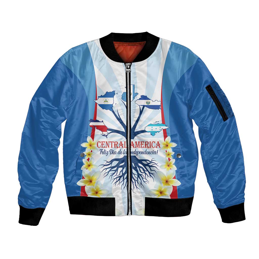 Central America Independence day Sleeve Zip Bomber Jacket September 15th Together We Grow - Wonder Print Shop