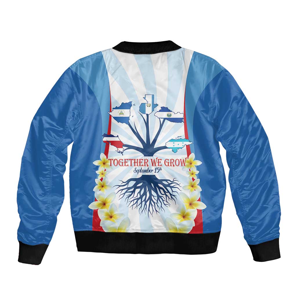 Central America Independence day Sleeve Zip Bomber Jacket September 15th Together We Grow - Wonder Print Shop