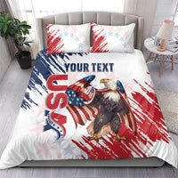 Custom USA Rugby Bedding Set Powerful Eagle Grunge Brush Style - White - Wonder Print Shop