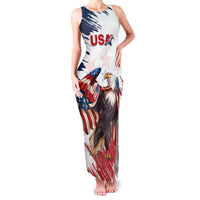 Custom USA Rugby Family Matching Tank Maxi Dress and Hawaiian Shirt Powerful Eagle Grunge Brush Style - White - Wonder Print Shop