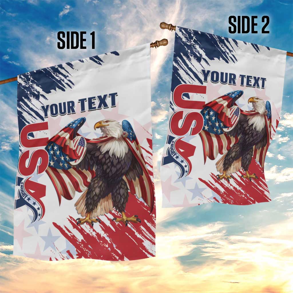Custom USA Rugby Garden Flag Powerful Eagle Grunge Brush Style - White - Wonder Print Shop