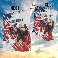 Custom USA Rugby Garden Flag Powerful Eagle Grunge Brush Style - White - Wonder Print Shop