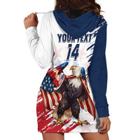Custom USA Rugby Hoodie Dress Powerful Eagle Grunge Brush Style - White - Wonder Print Shop