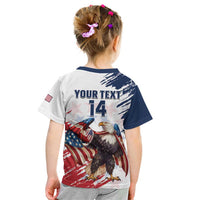 Custom USA Rugby Kid T Shirt Powerful Eagle Grunge Brush Style - White - Wonder Print Shop