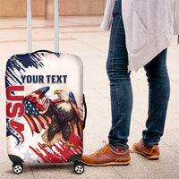 Custom USA Rugby Luggage Cover Powerful Eagle Grunge Brush Style - White - Wonder Print Shop