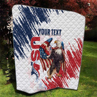 Custom USA Rugby Quilt Powerful Eagle Grunge Brush Style - White - Wonder Print Shop