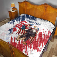 Custom USA Rugby Quilt Powerful Eagle Grunge Brush Style - White - Wonder Print Shop