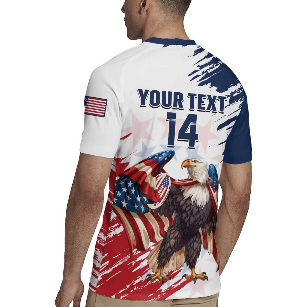 Custom USA Rugby Rugby Jersey Powerful Eagle Grunge Brush Style - White - Wonder Print Shop