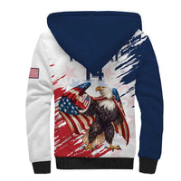 Custom USA Rugby Sherpa Hoodie Powerful Eagle Grunge Brush Style - White - Wonder Print Shop