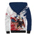 Custom USA Rugby Sherpa Hoodie Powerful Eagle Grunge Brush Style - White - Wonder Print Shop